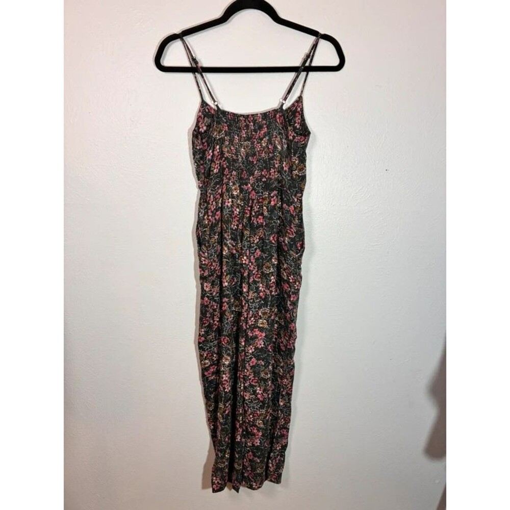 Saltwater Luxe XS romper/jumpsuit dark gray w floral pockets, zipper